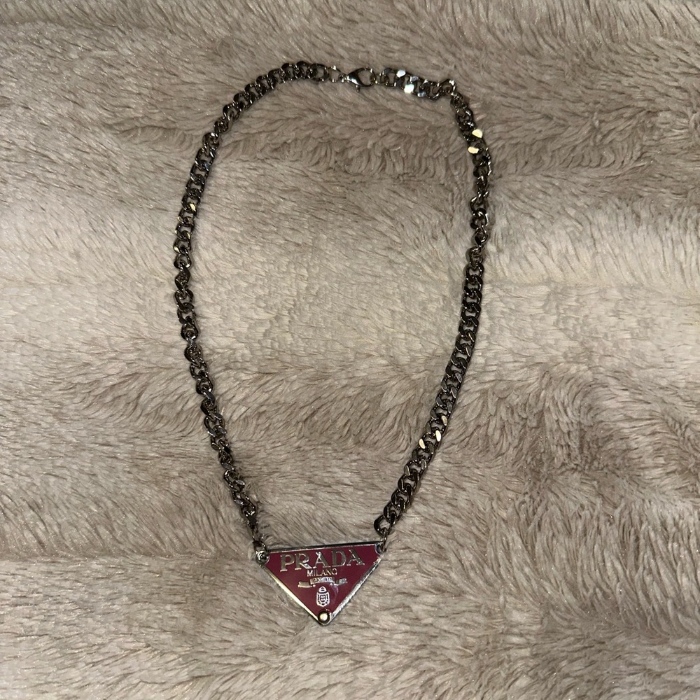Prada Silver and Pink Women's Necklace
